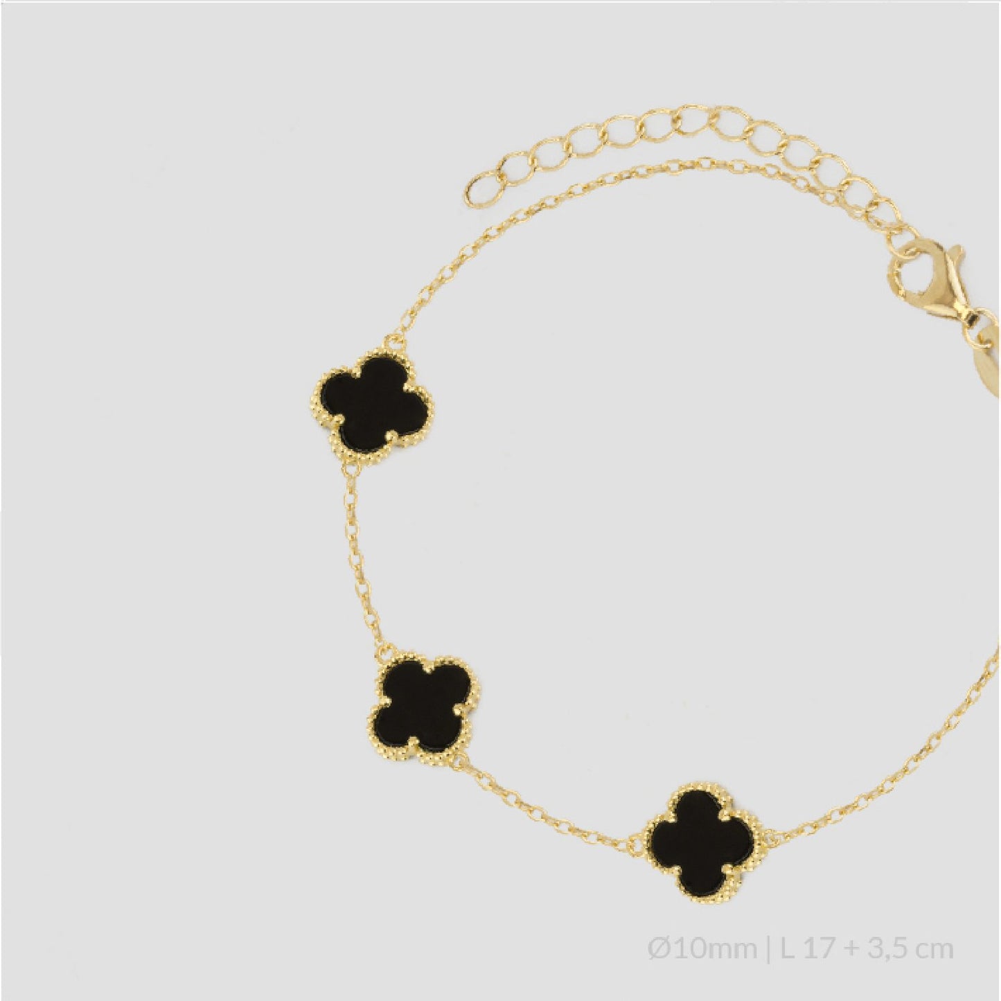 Pulsera de Plata de Ley flores ónix negro