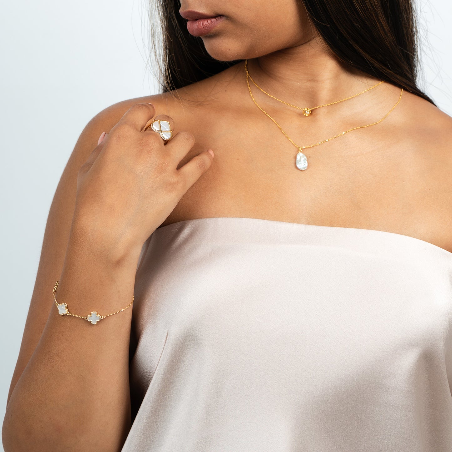 Pulsera de Plata de Ley flores blancas
