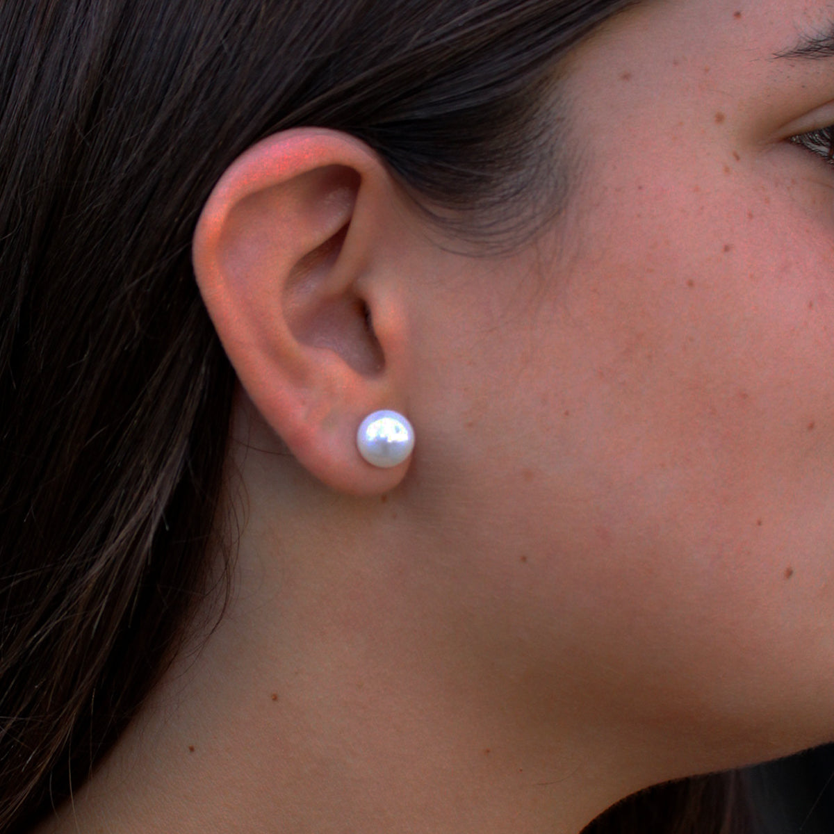 Pendientes plata perla natural 9mm