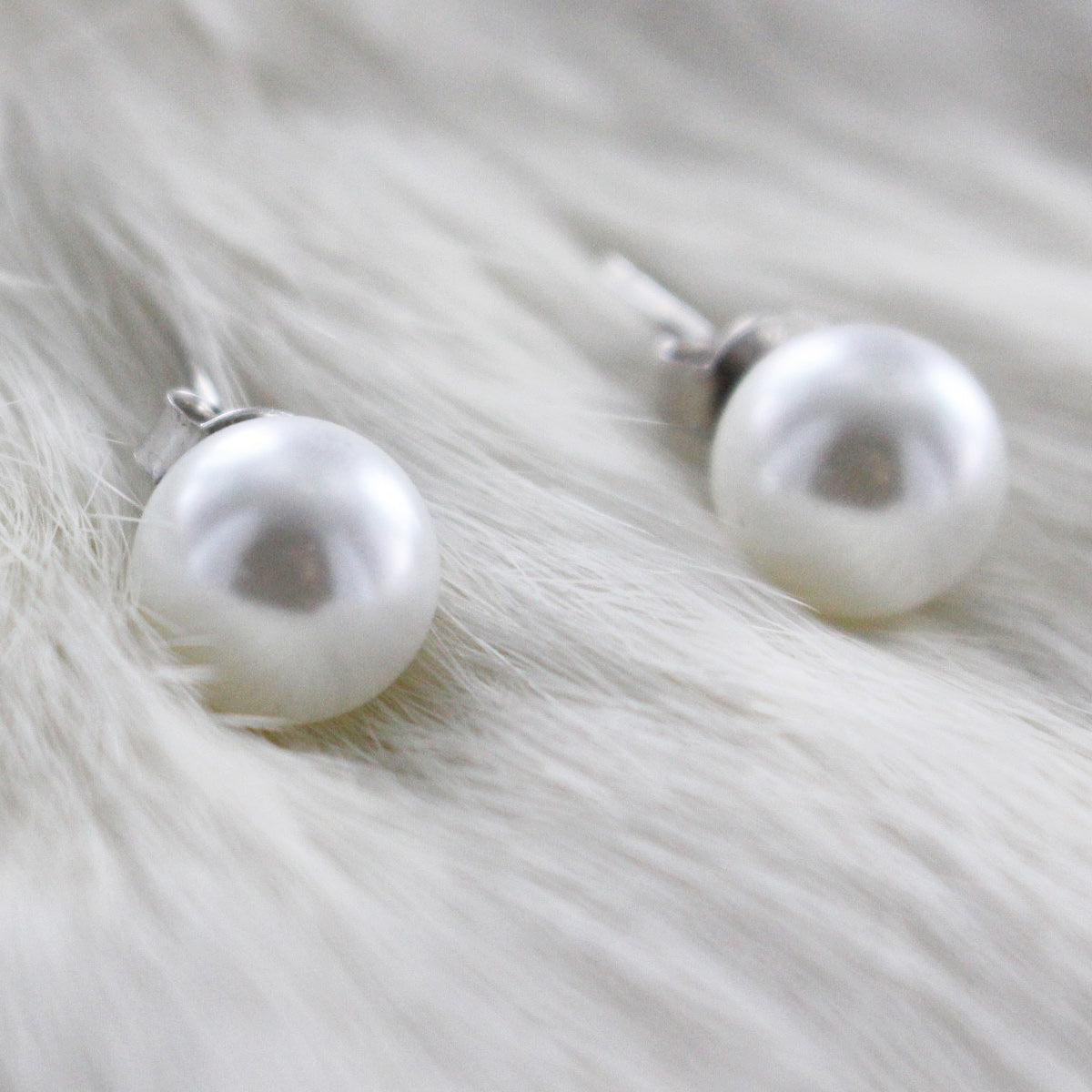 Pendientes plata perla natural 9mm