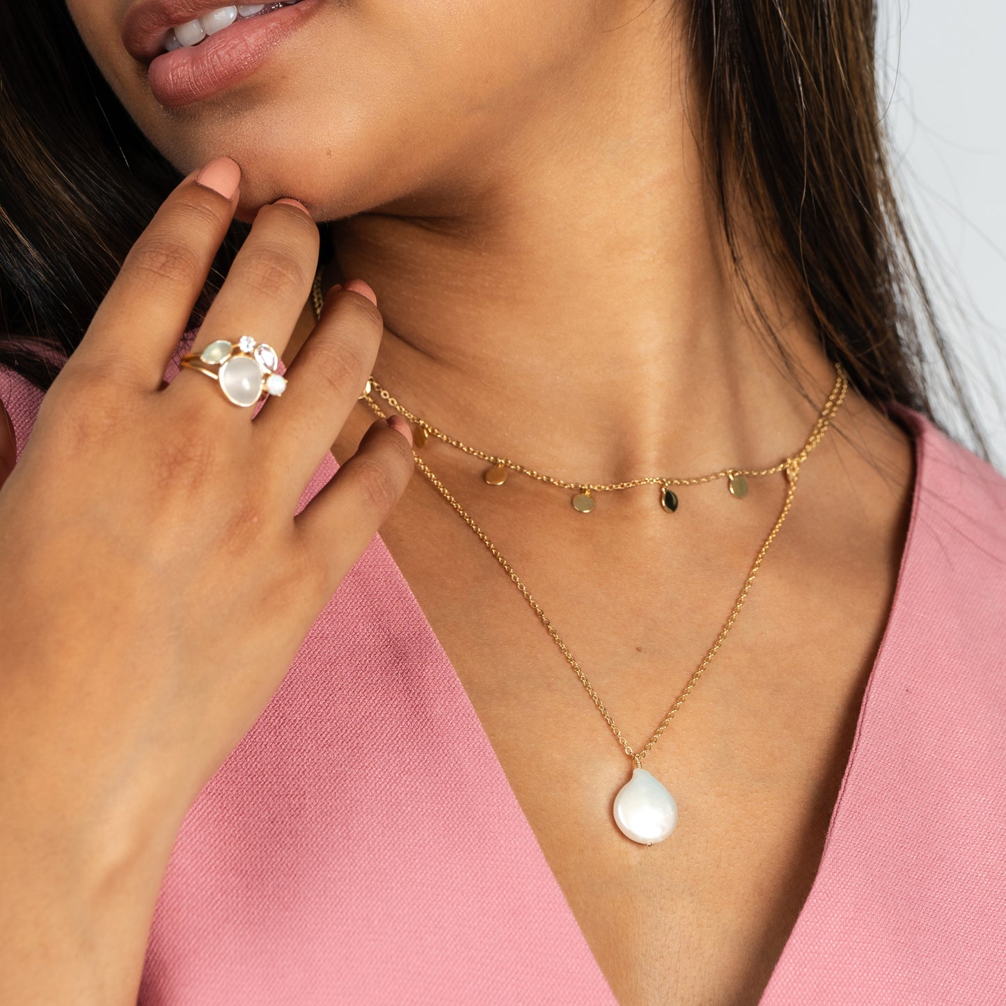 Gargantilla y collar de Plata de Ley y perla barroca