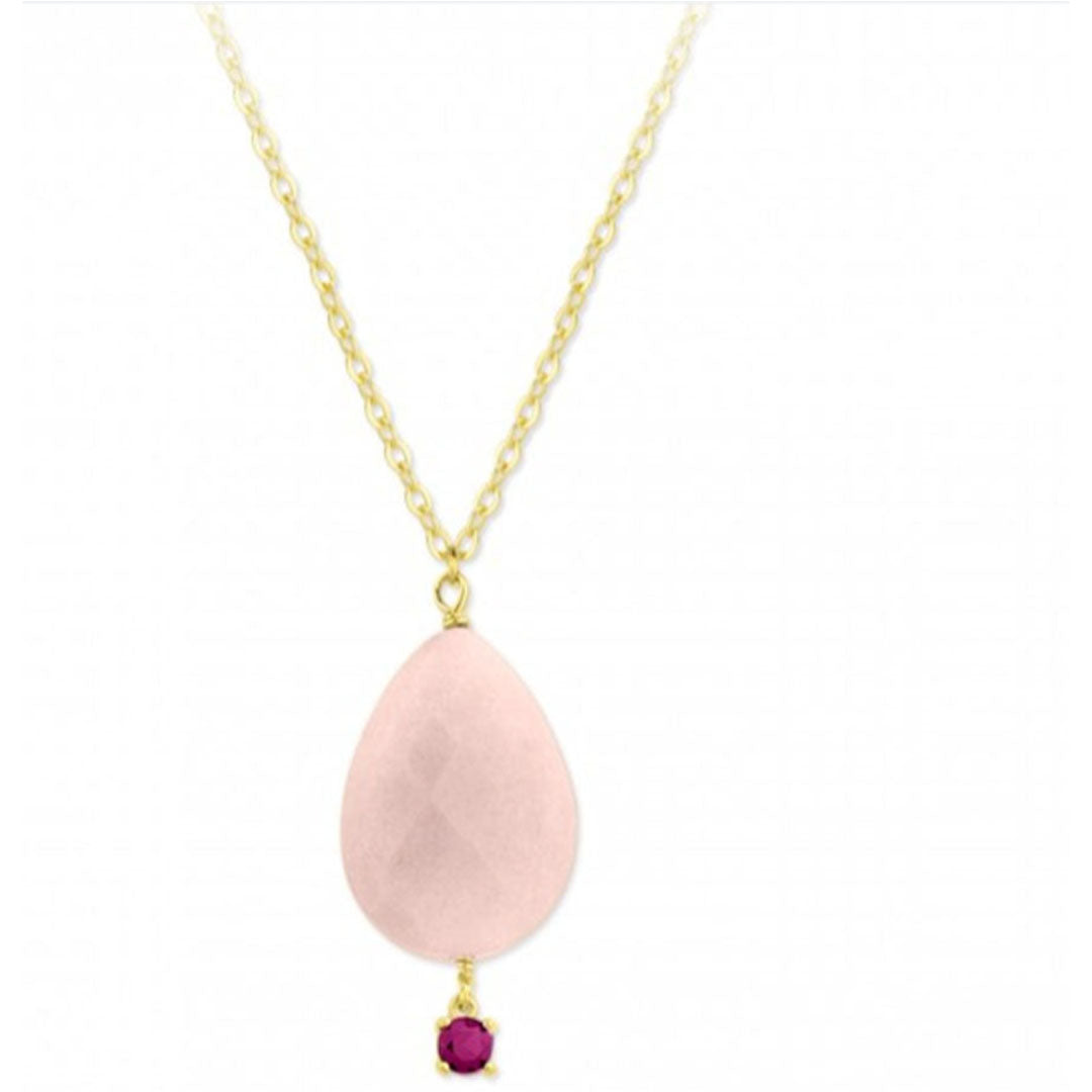 Collar de Plata de Ley con cuarzo rosa