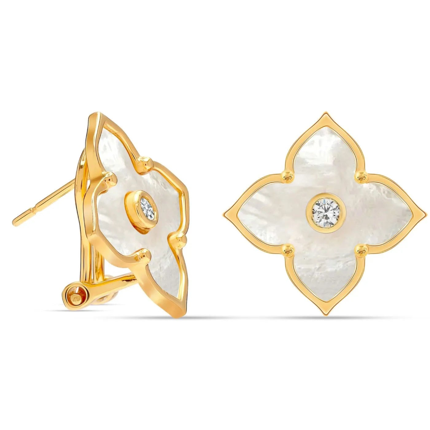 Pendientes grandes con flor de malaquita