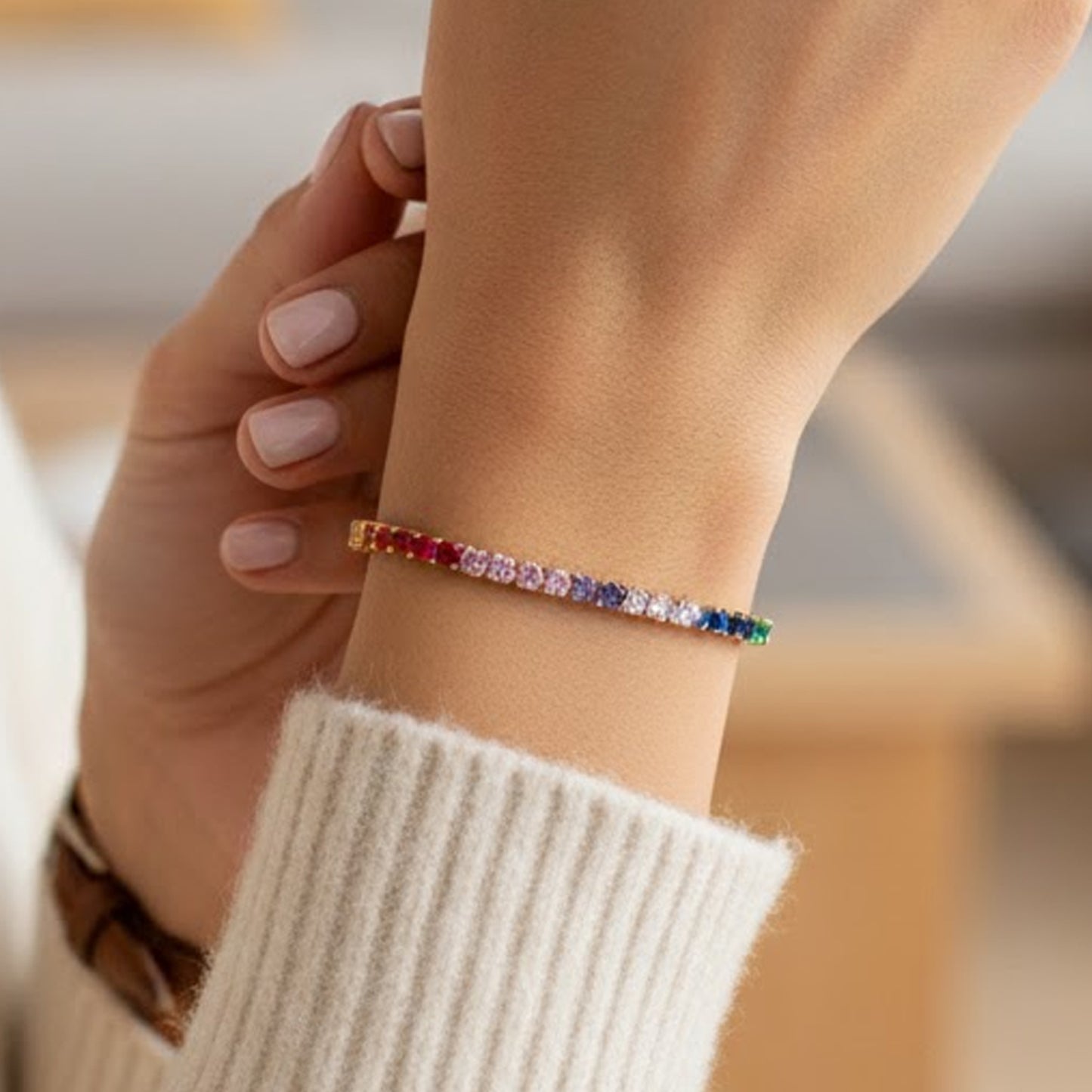 Pulsera tenis riviere con circonitas de colores