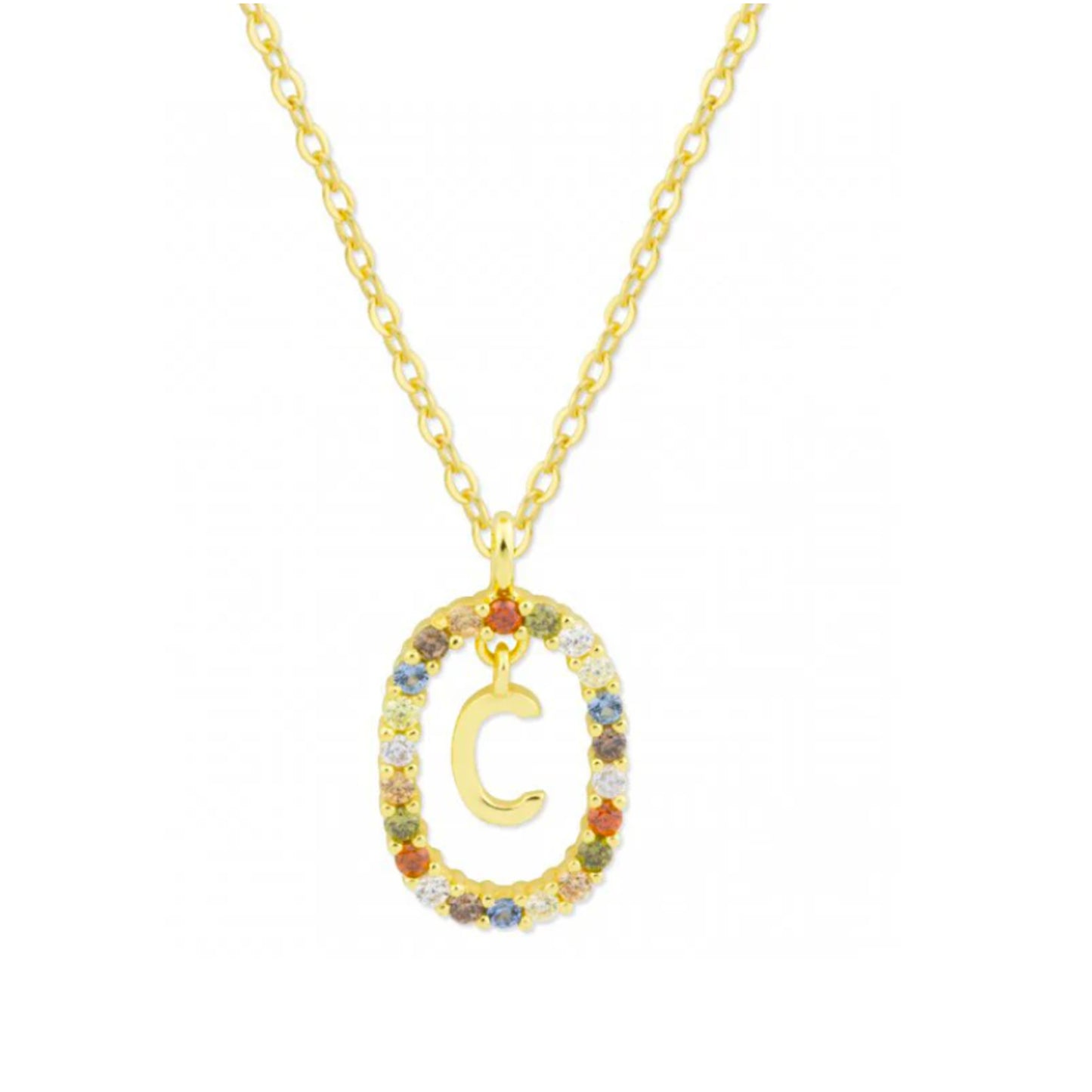 Collar de Plata de Ley chapado en oro con letra personalizable