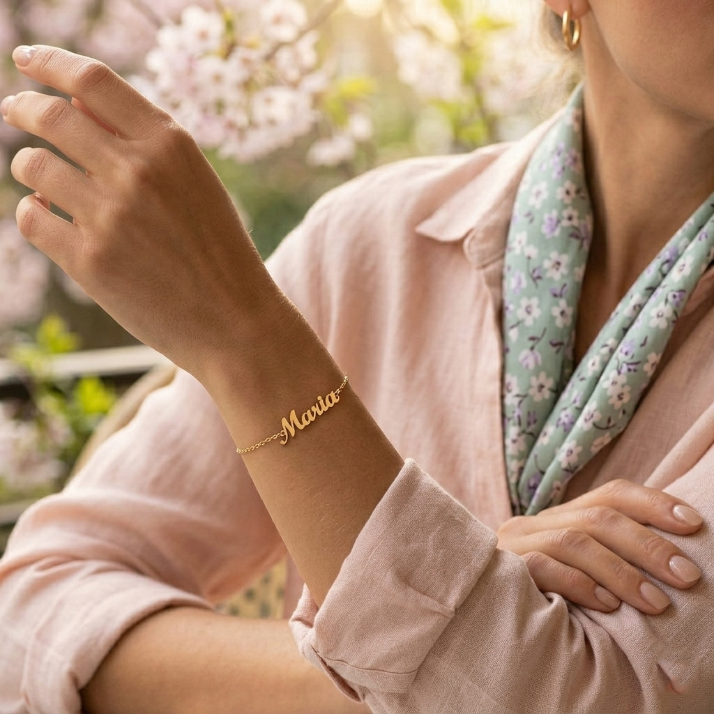 Pulsera Nombre Personalizable Plata de Ley 925 Baño Oro – Joyas 24/7