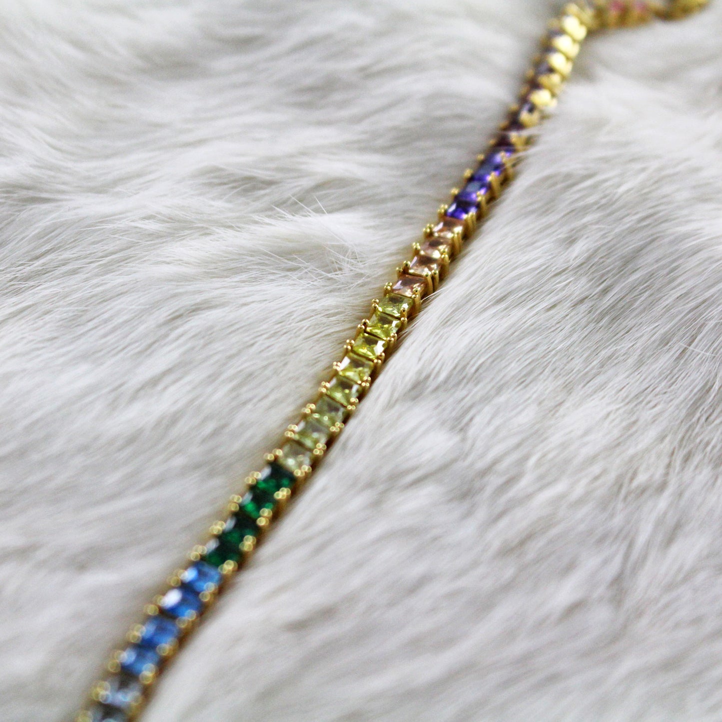 Pulsera tenis riviere de Plata de Ley con circonitas multicolor