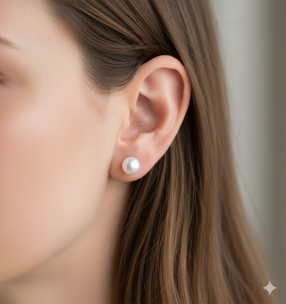 Pendientes plata perla natural 9mm