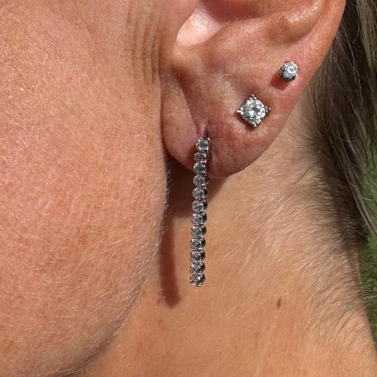 Pendientes plata  tenis riviere 28mm