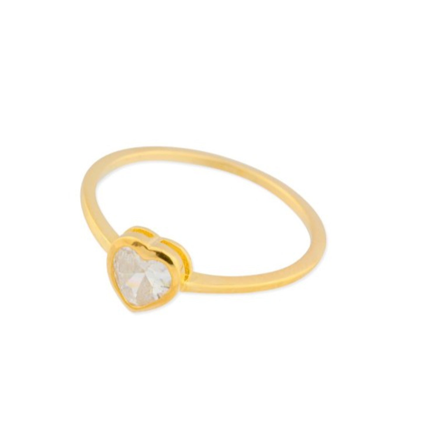 Anillo corazón con circonita baño en oro