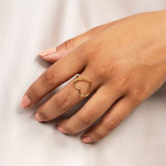 Sortija Corazón Calado Baño Oro Plata 925 – Joyas 24/7 | Minimalismo con Carácter