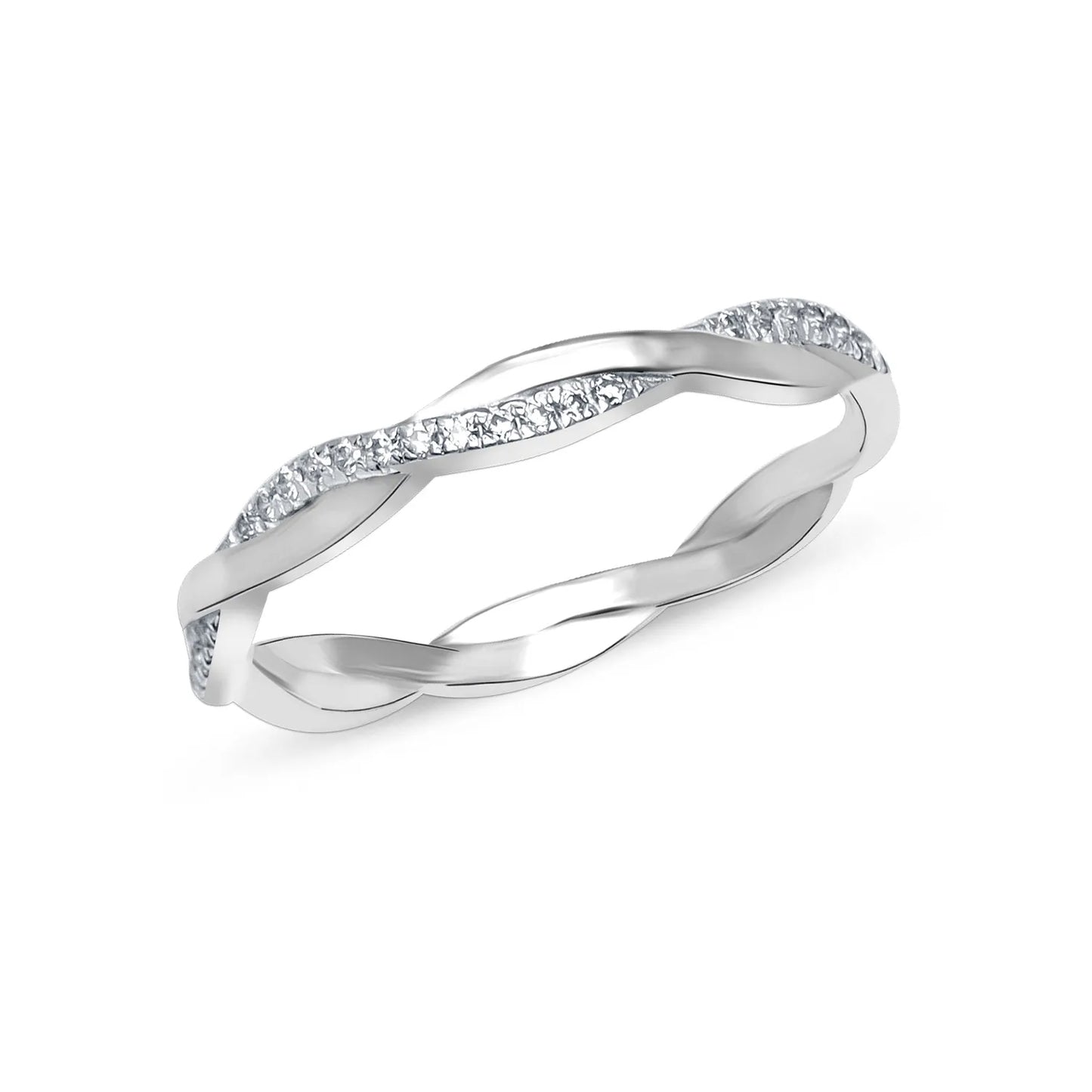 Anillo Trenzado de Circonitas Plata 925 – Joyas 24/7 | Minimalismo con Carácter