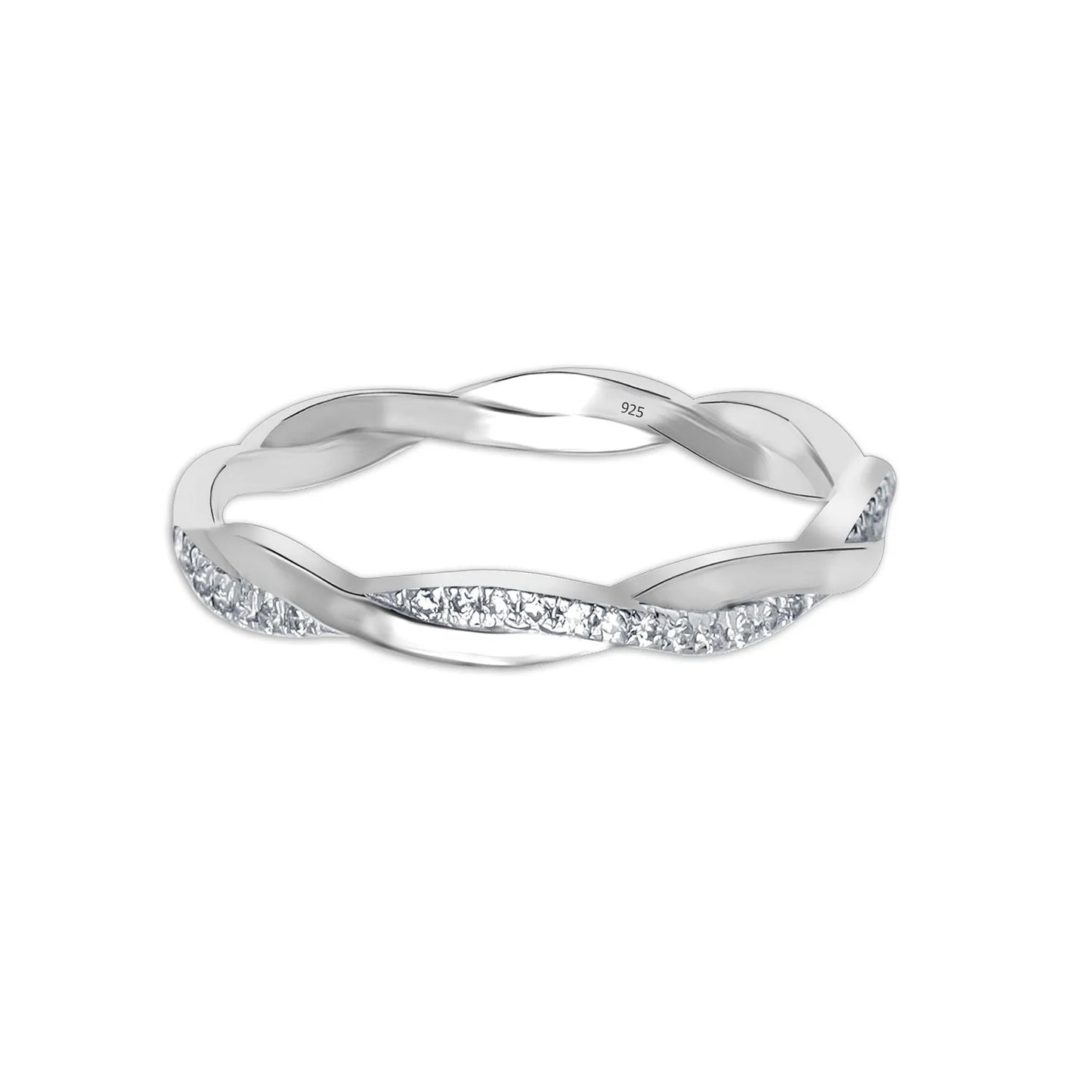 Anillo Trenzado de Circonitas Plata 925 – Joyas 24/7 | Minimalismo con Carácter