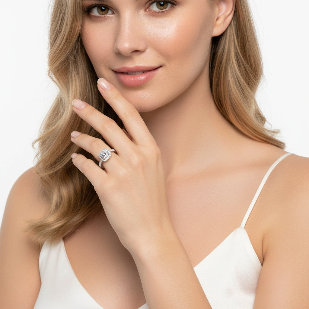 Sortija Plata 925 con Circonitas Talla Cojín – Joyas 24/7 | Minimalismo con Carácter