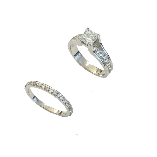 Set Sortija y Alianza Plata 925 con Circonitas Talla Princesa