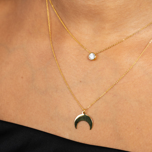 Gargantilla y Collar Luna con Circonita – Joyas 24/7 | Plata 925