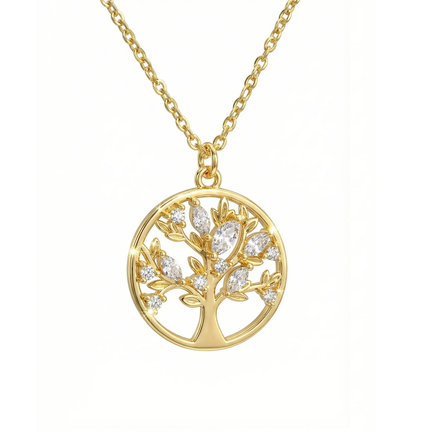 Collar Árbol de la Vida con Circonitas Baño Oro – Joyas 24/7 | Plata 925
