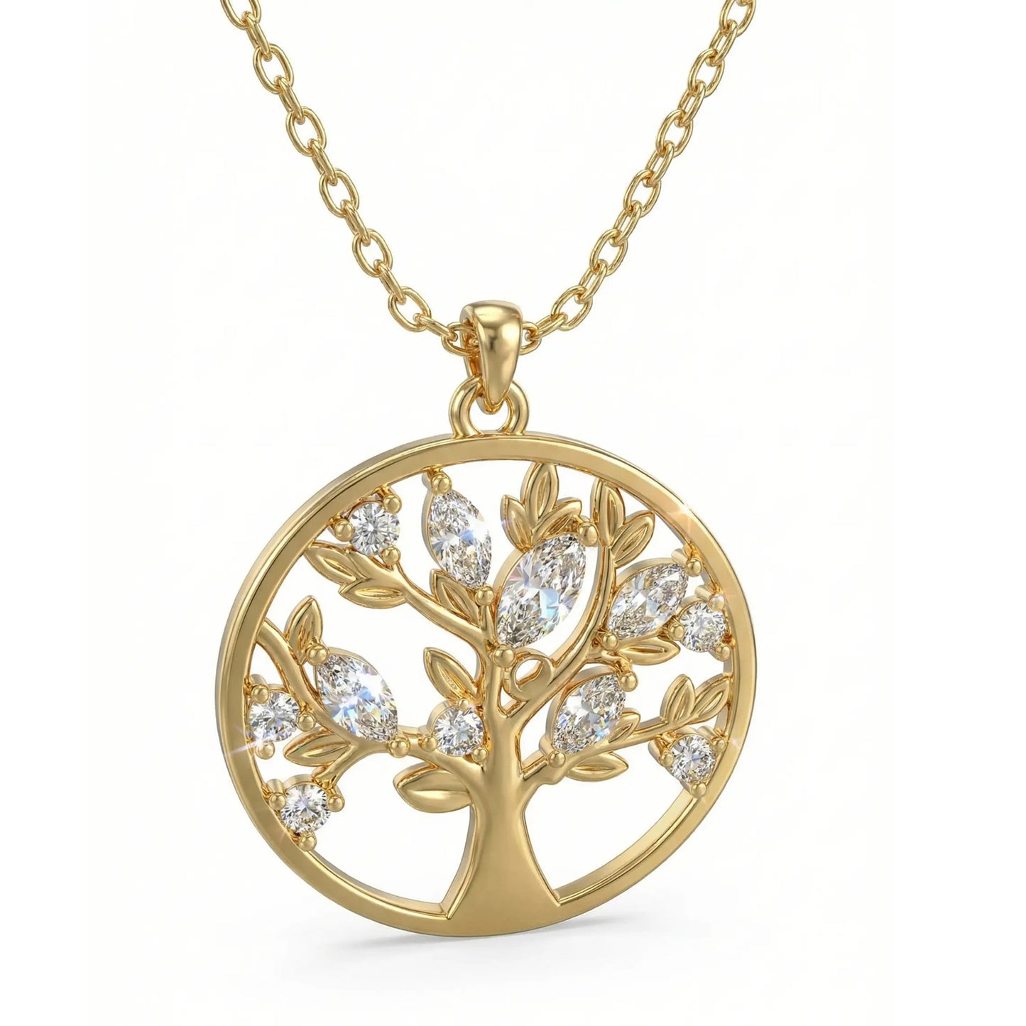 Collar Árbol de la Vida con Circonitas Baño Oro – Joyas 24/7 | Plata 925