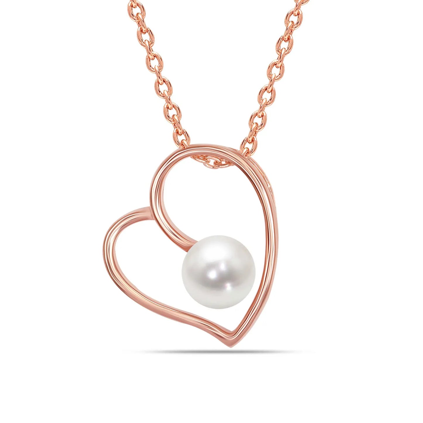Collar Corazón Oro Rosa con Perla – Joyas 24/7 | Plata de Ley 925