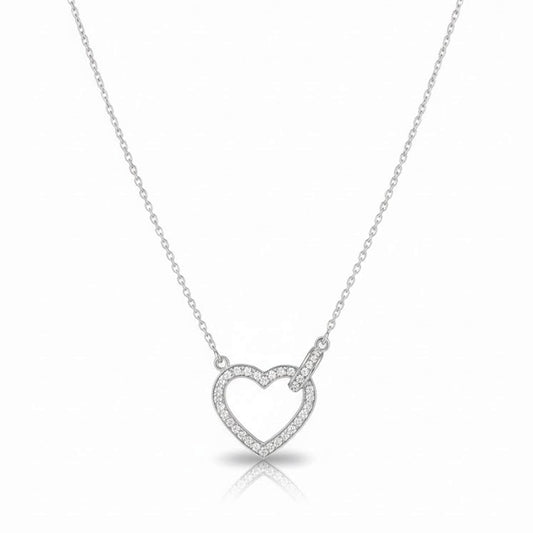 Collar Corazón Inclinado Plata 925 – Joyas 24/7 | Minimalismo con Carácter