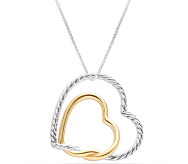 Collar Doble Corazón Plata y Oro – Joyas 24/7 | Minimalismo con Carácter