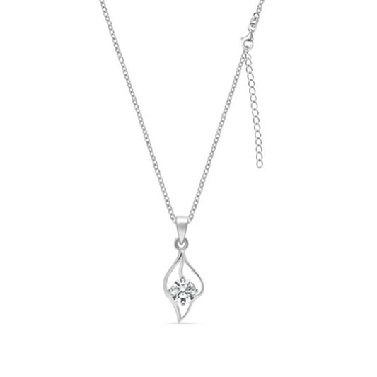 Collar de plata con colgante lágrima y cristal brillante