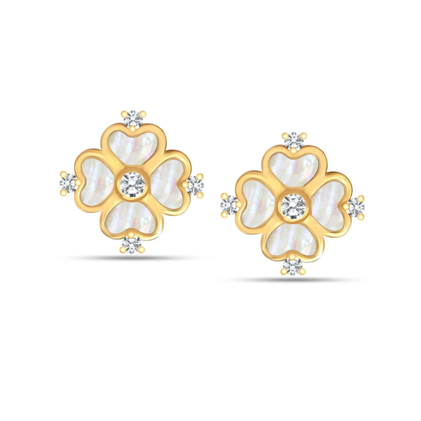Pendientes Flor de Trébol Plata 925 Baño Oro con Circonitas – Joyas 24/7 | Joyas para el día a día