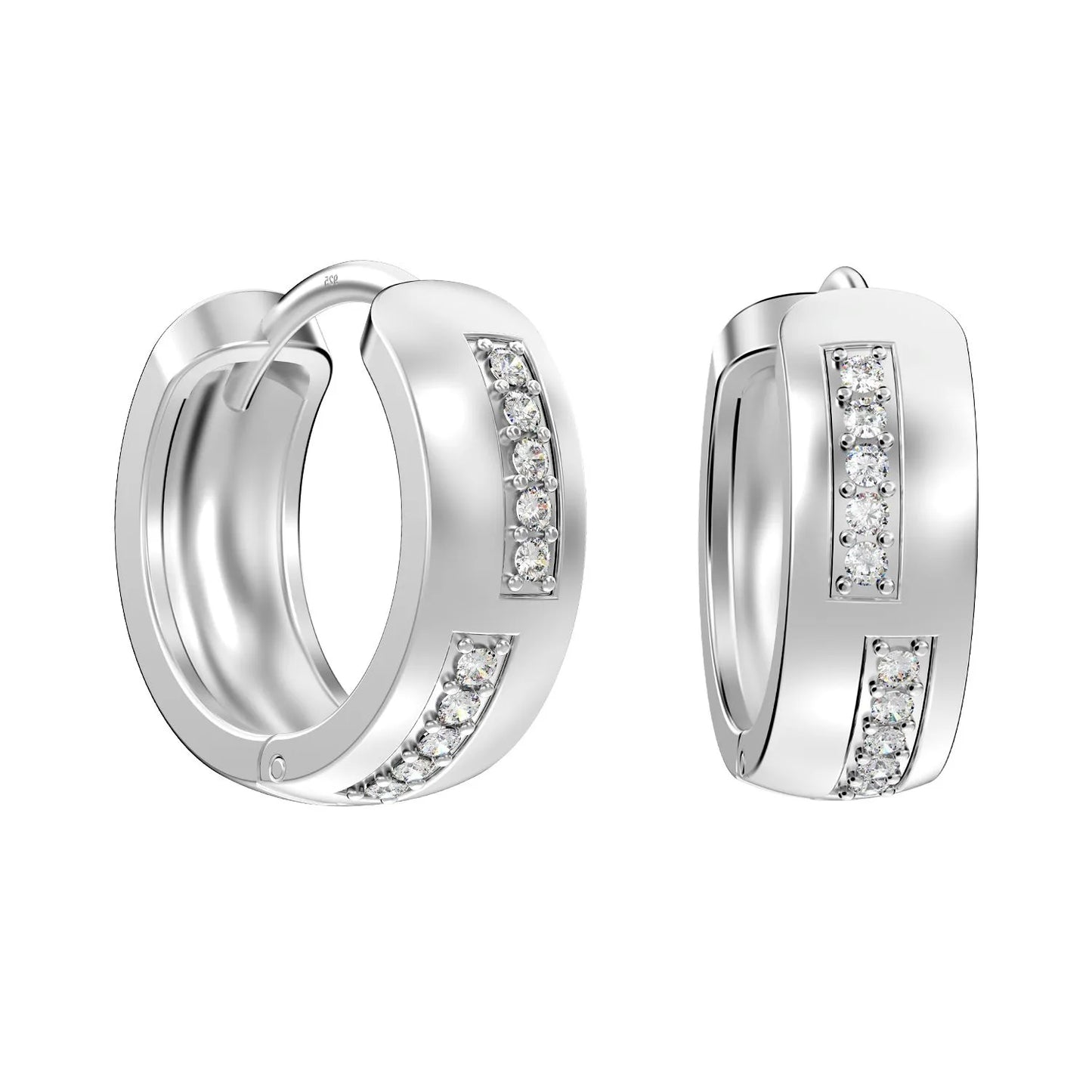 Pendientes Aro Huggie con Circonitas Engastadas – Joyas 24/7 | Plata 925