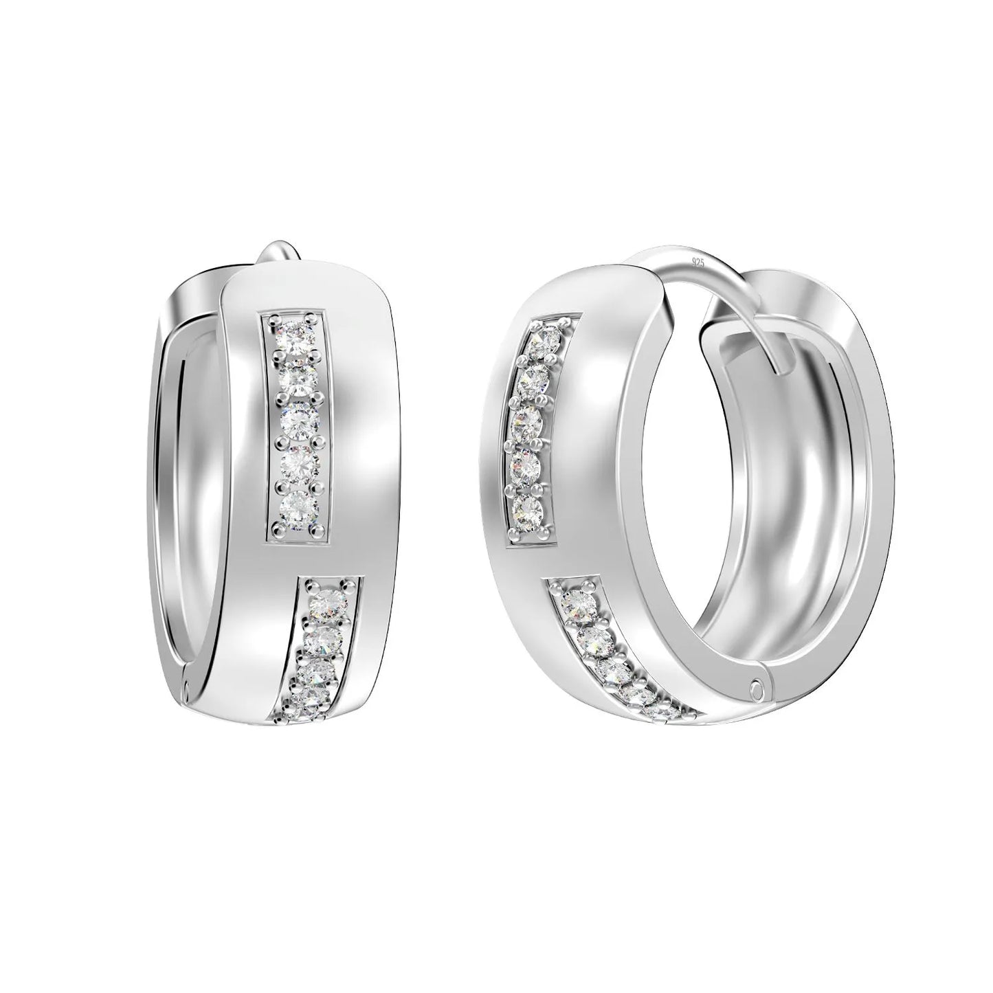Pendientes Aro Huggie con Circonitas Engastadas – Joyas 24/7 | Plata 925