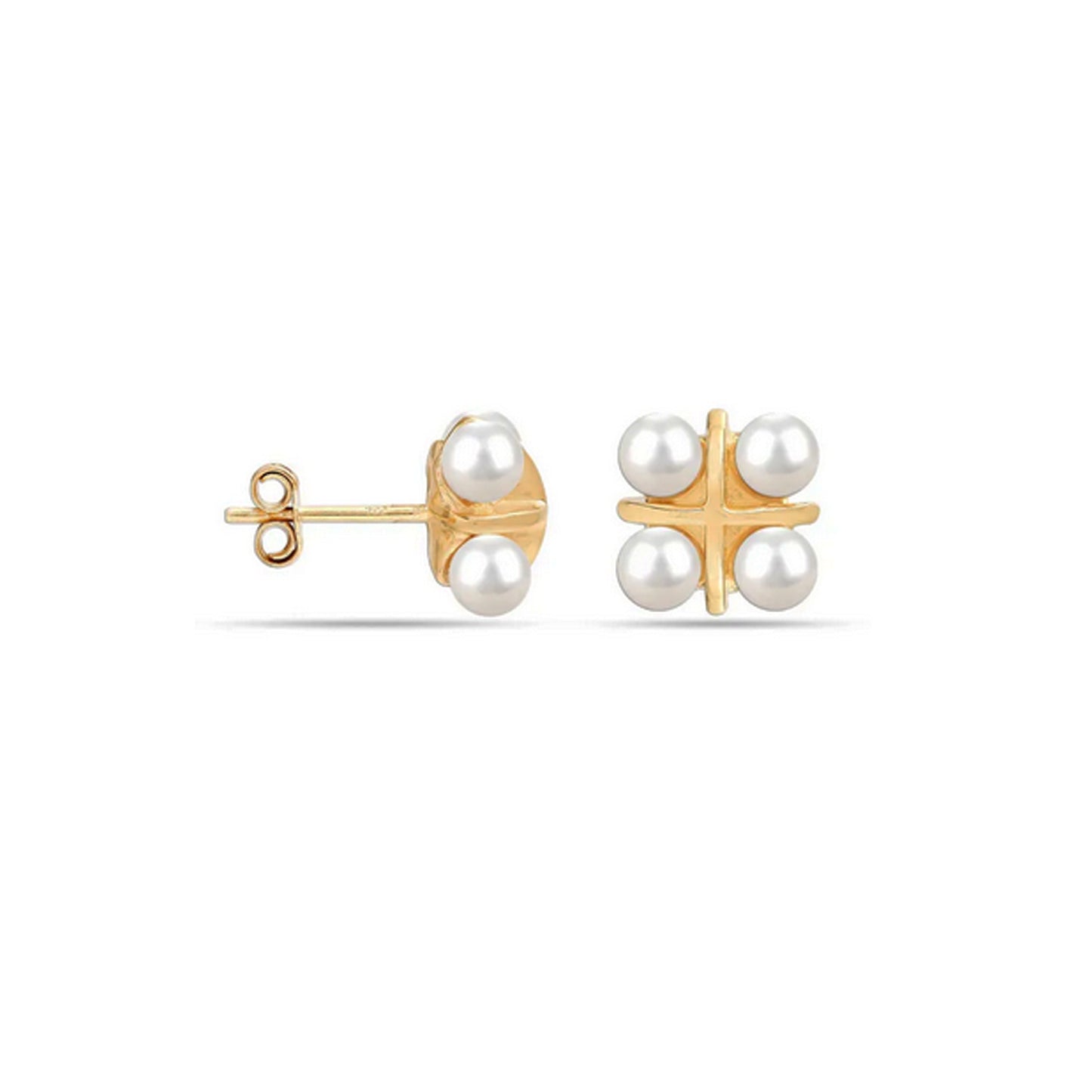 Pendientes Cruz de Perlas Plata 925 Baño Oro – Joyas 24/7 | Elegancia atemporal