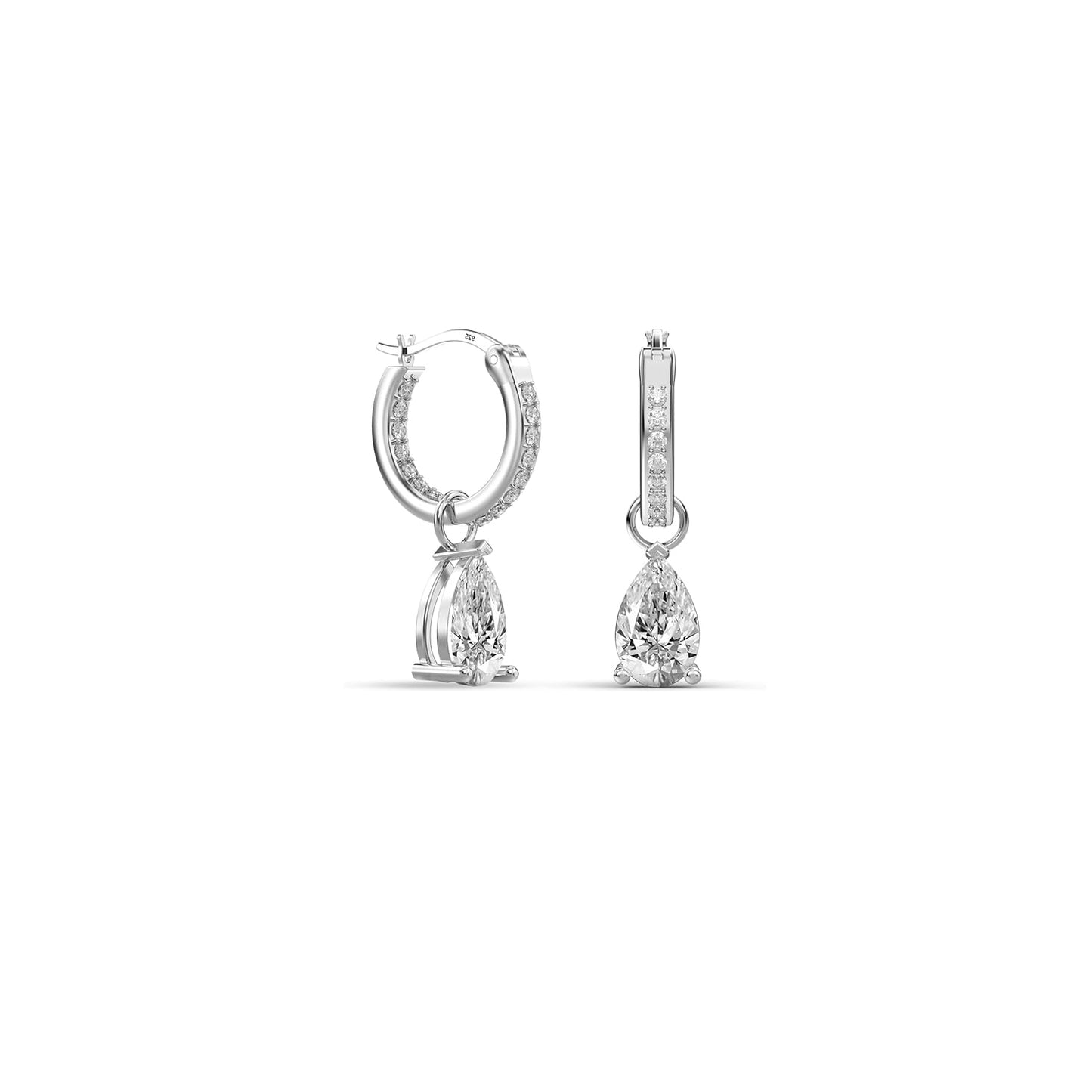 Pendientes de Plata 925 con circonita en Forma de Lágrima