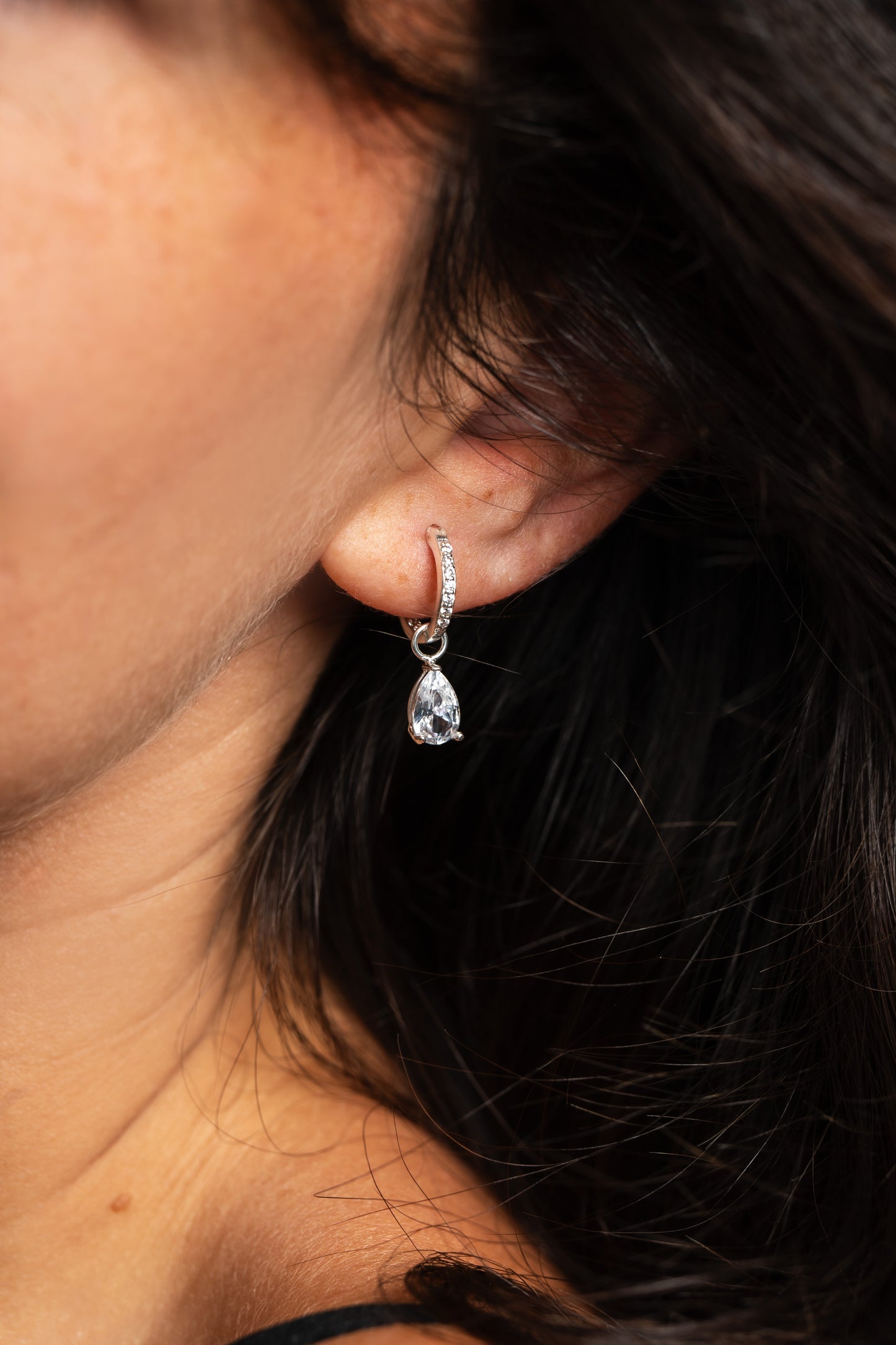 Pendientes de Plata 925 con circonita en Forma de Lágrima