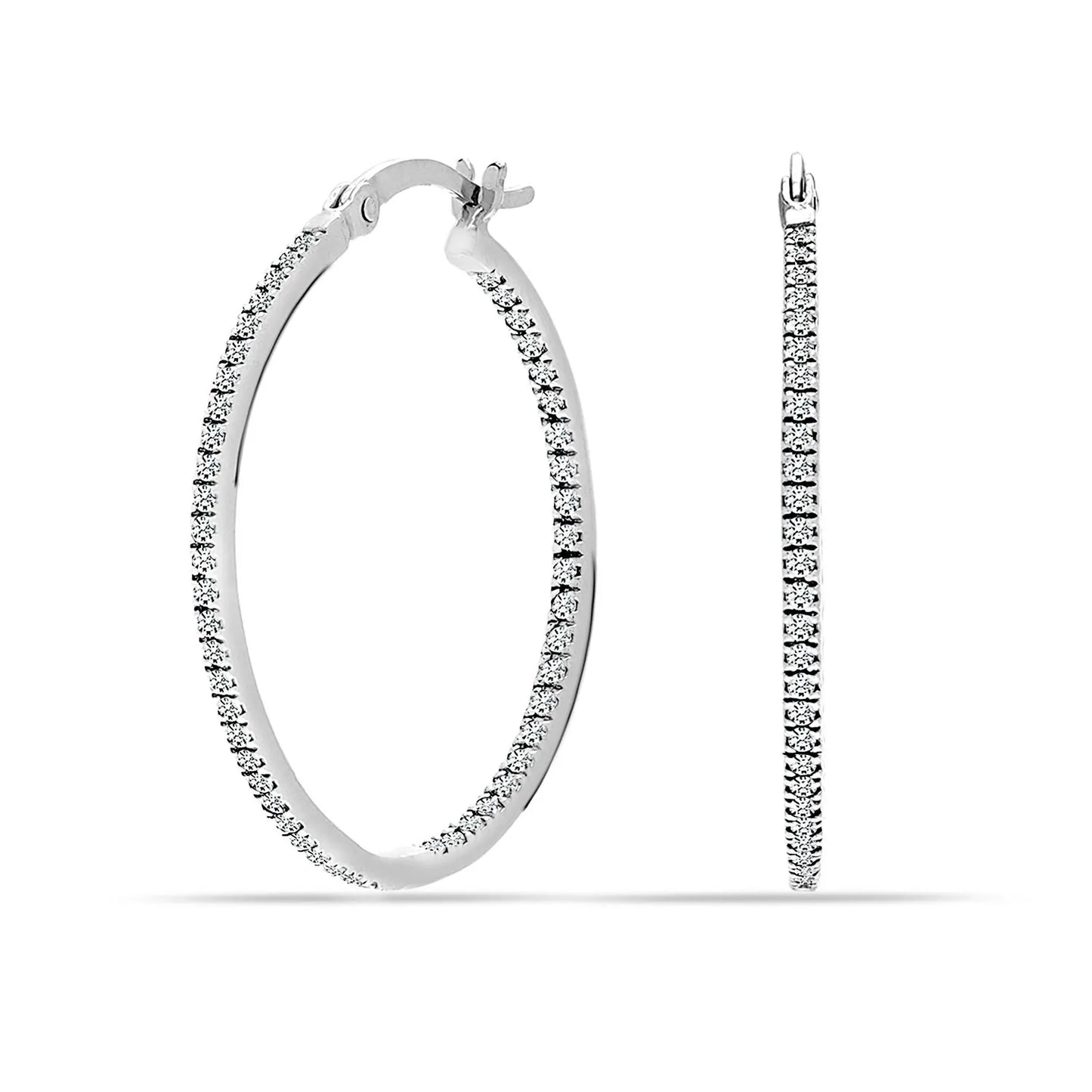 Pendientes de aros de Plata 925 con Circonitas