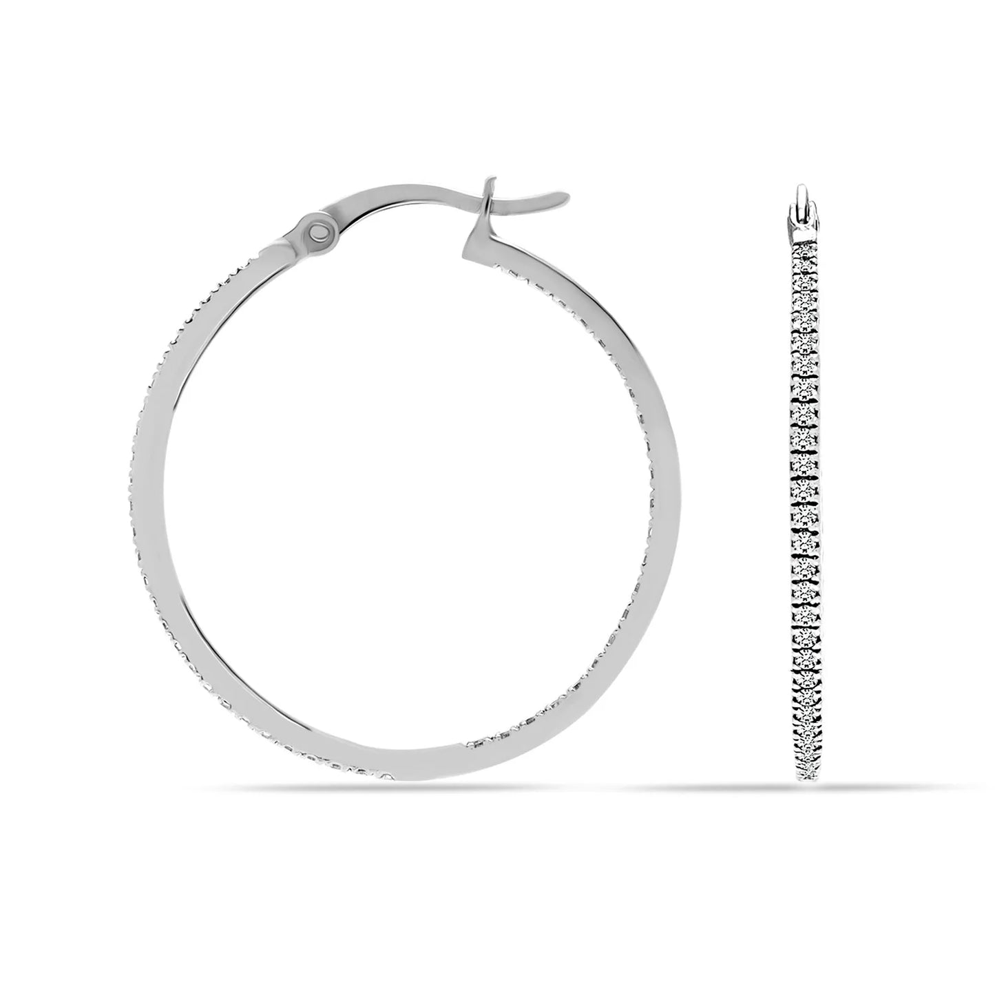 Pendientes de aros de Plata 925 con Circonitas