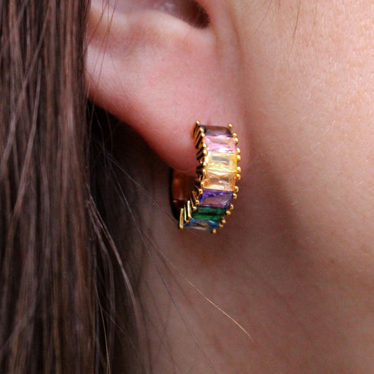 Pendientes Tenis Rivière Circonitas Multicolor Plata 925 Baño Oro – Joyas 24/7 | Joyas para el día a día