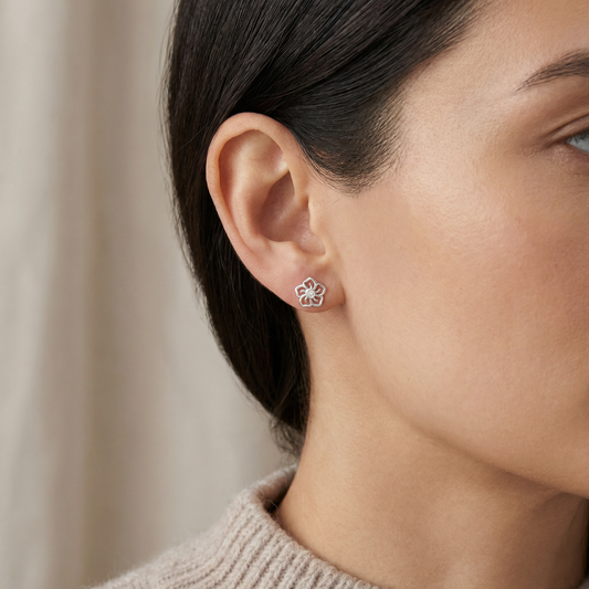 Pendientes de Plata 925 en Forma de Flor con Circonita