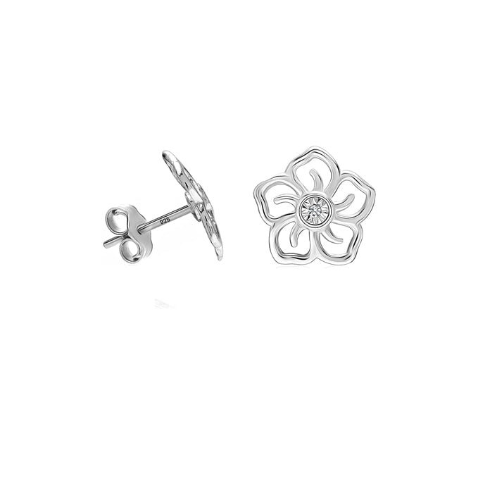 Pendientes de Plata 925 en Forma de Flor con Circonita
