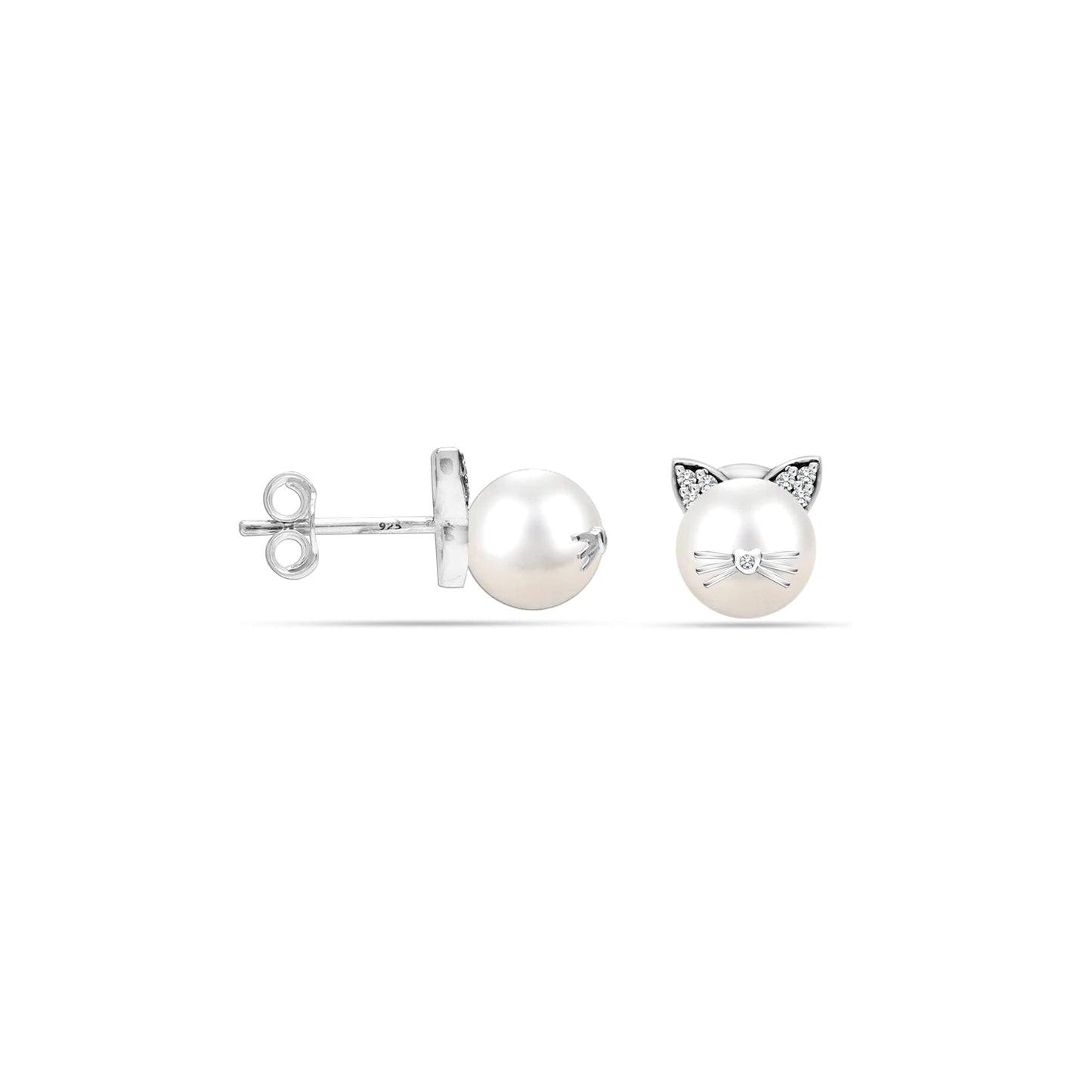 Pendientes Cat Pearl Plata 925 y Perla Natural – Joyas 24/7 | Elegancia atemporal