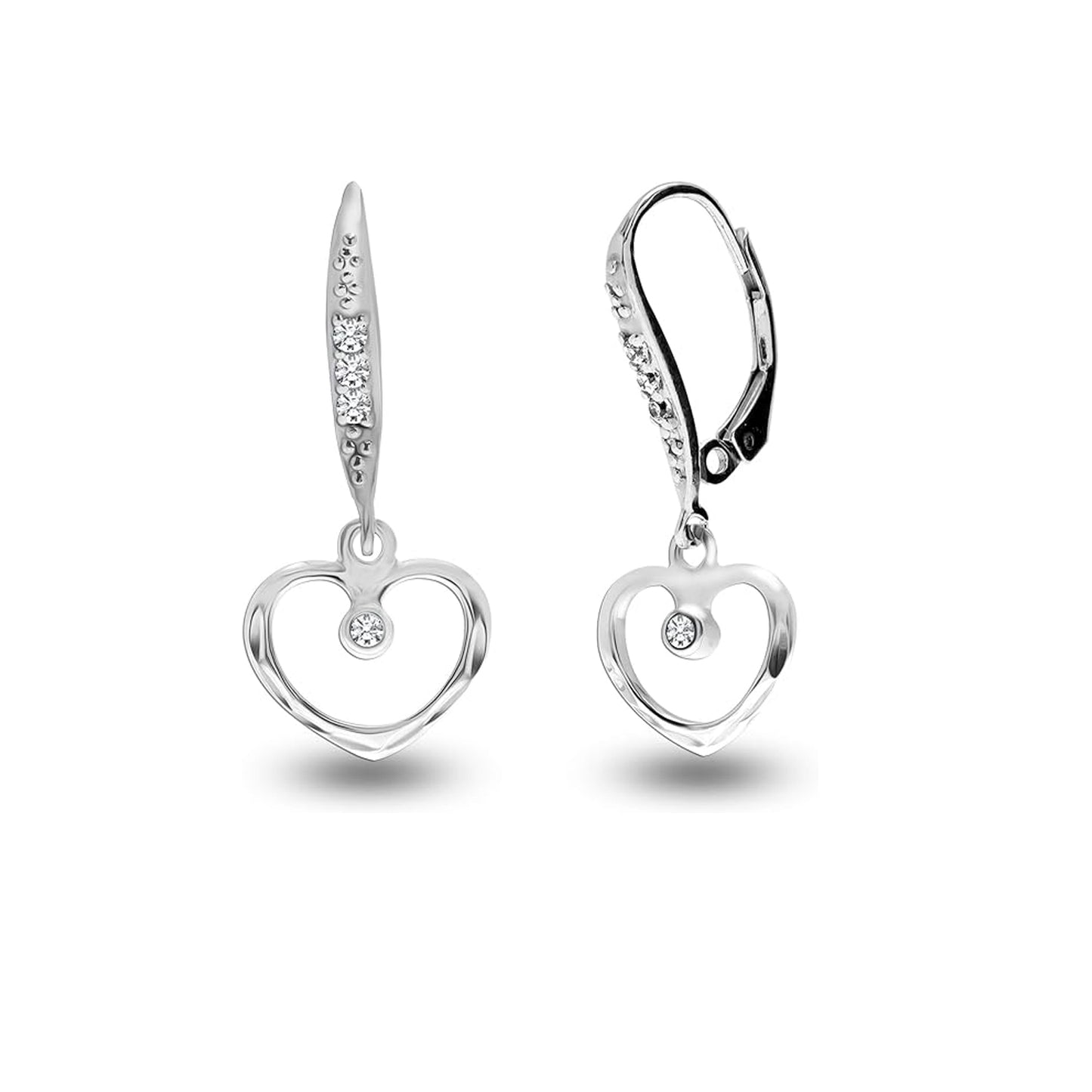 Pendientes de corazón en plata de ley con circonitas