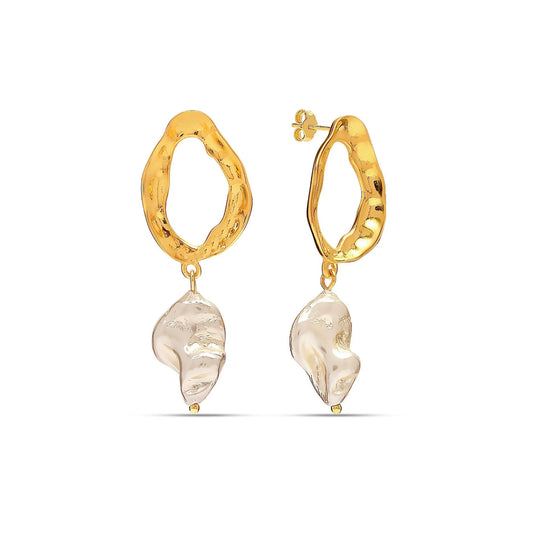 Pendientes colgantes de perla barrocos