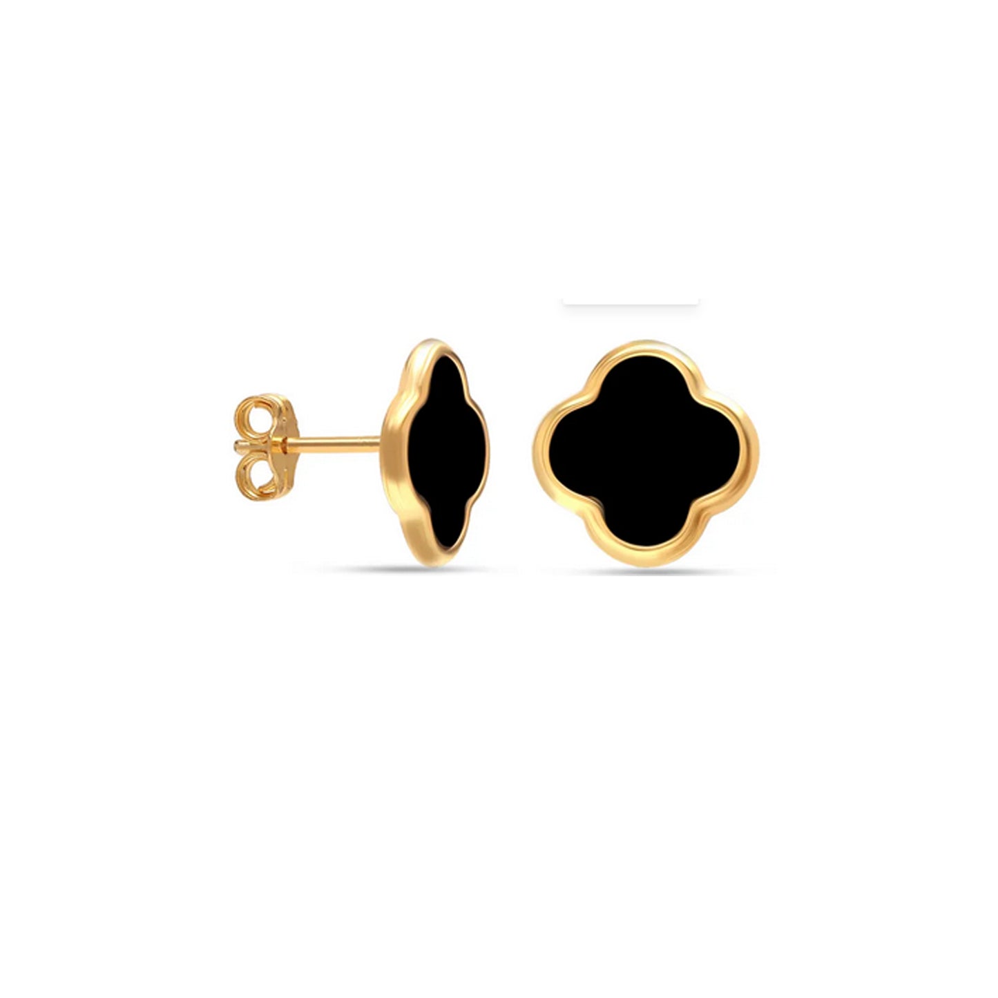 Pendientes flor de trébol pequeños en plata bañada en oro