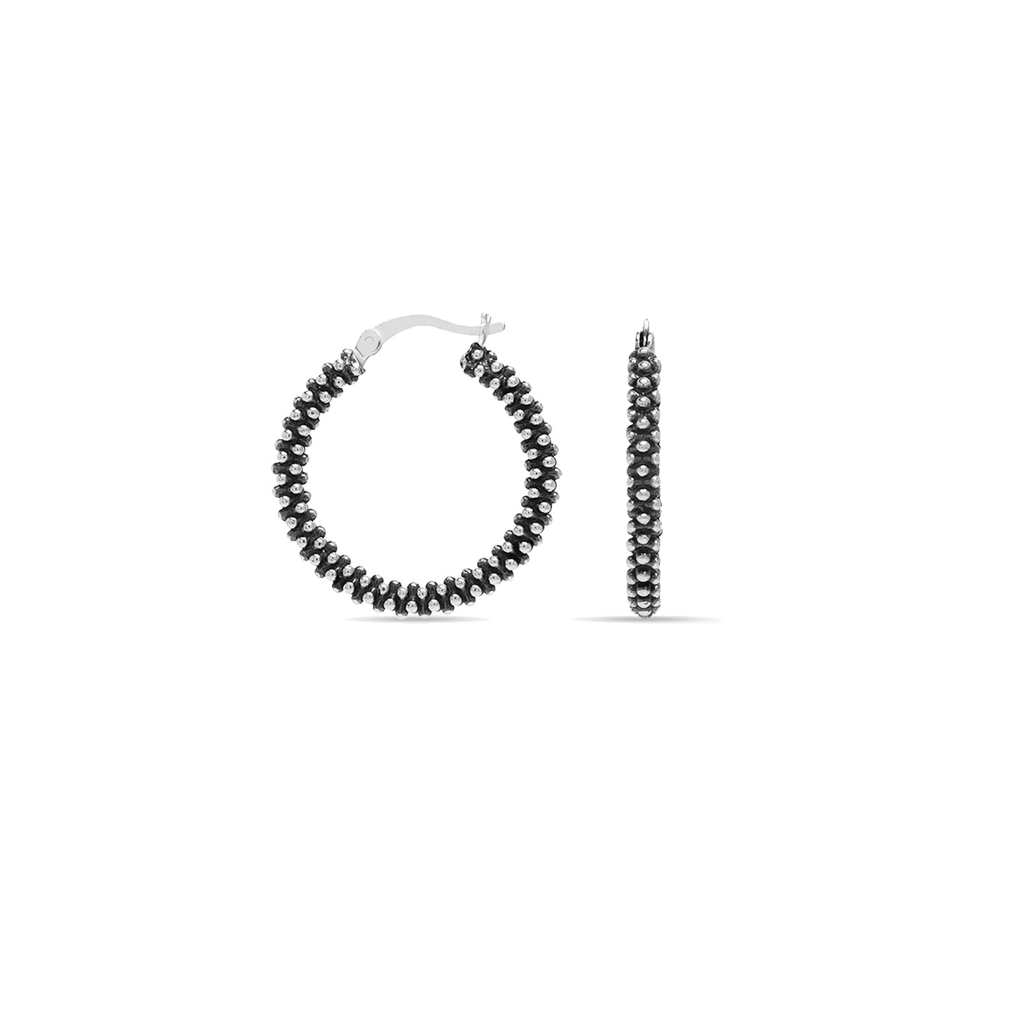Pendientes Aro Espiral Plata 925 y Negro – Joyas 24/7 | Joyas para el día a día