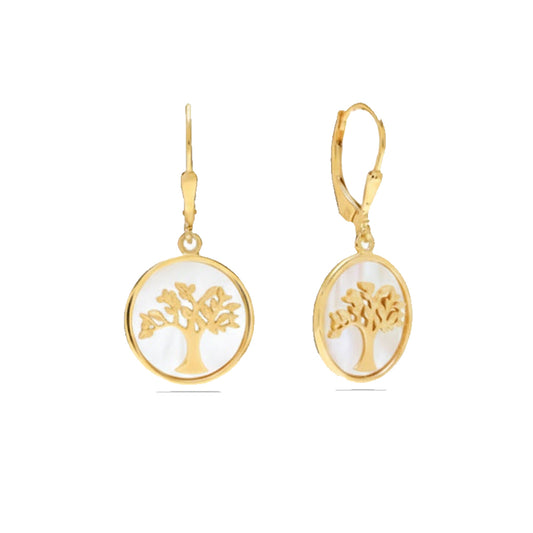 Pendientes Árbol de la Vida en Plata de Ley con Baño en Oro
