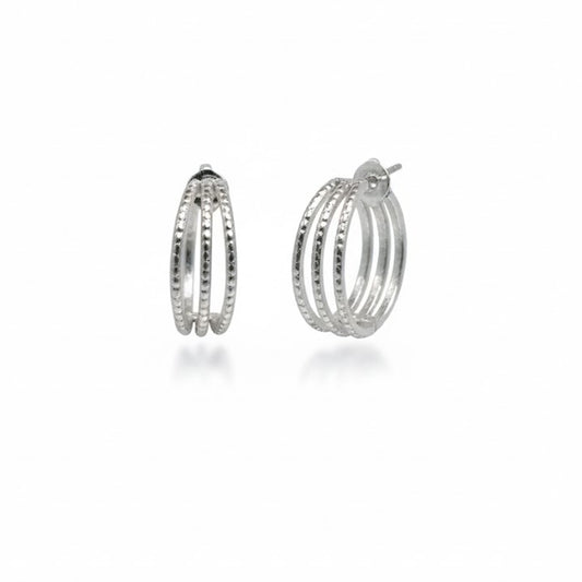 Pendientes de Plata Triple Aro