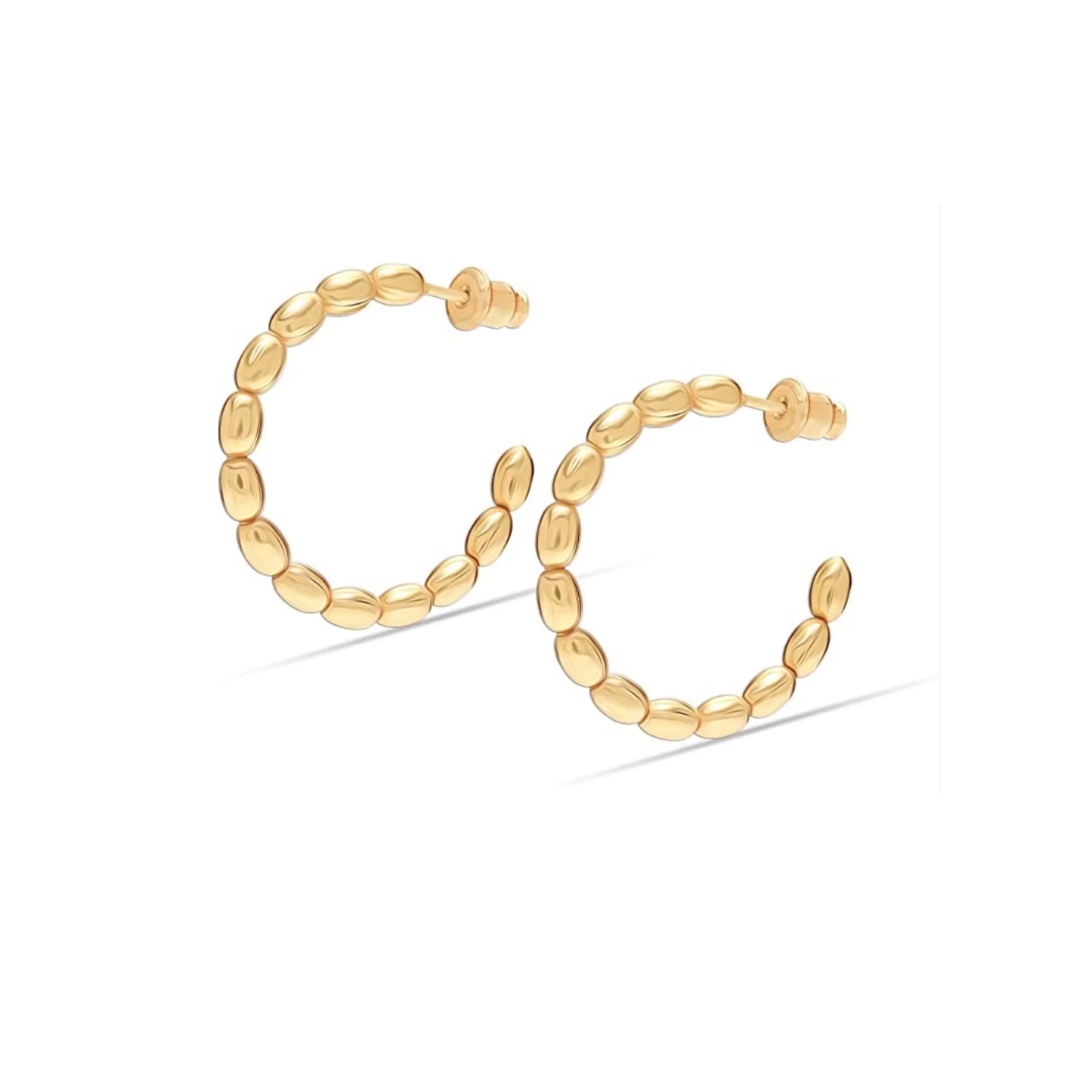 Pendientes Aro en Forma de C Baño Oro – Joyas 24/7 | Plata 925