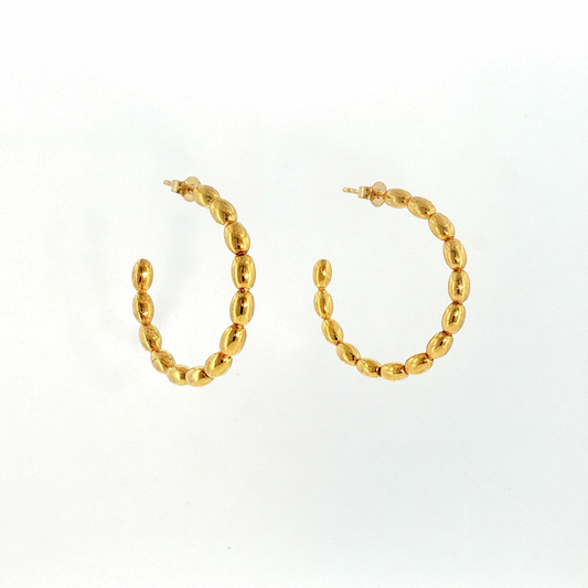 Pendientes Aro en forma de C Baño Oro