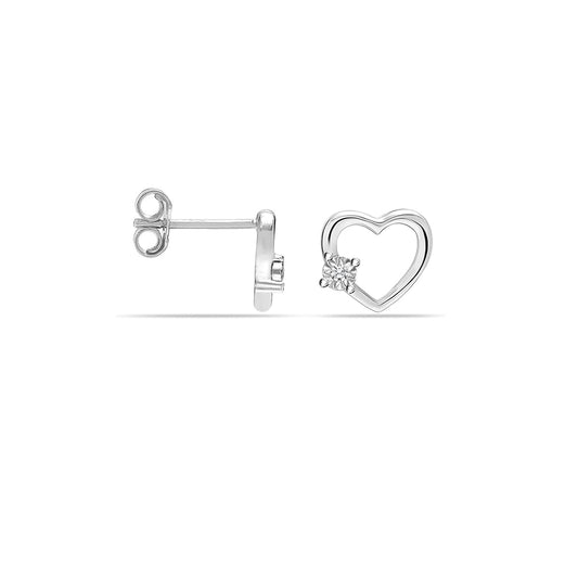 Pendientes Corazón Brillante en Plata 925