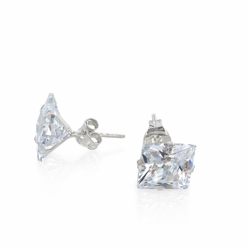 Pendientes Circonita Cuadrada 9x9mm Plata 925 – Joyas 24/7 | Joyas para el día a día