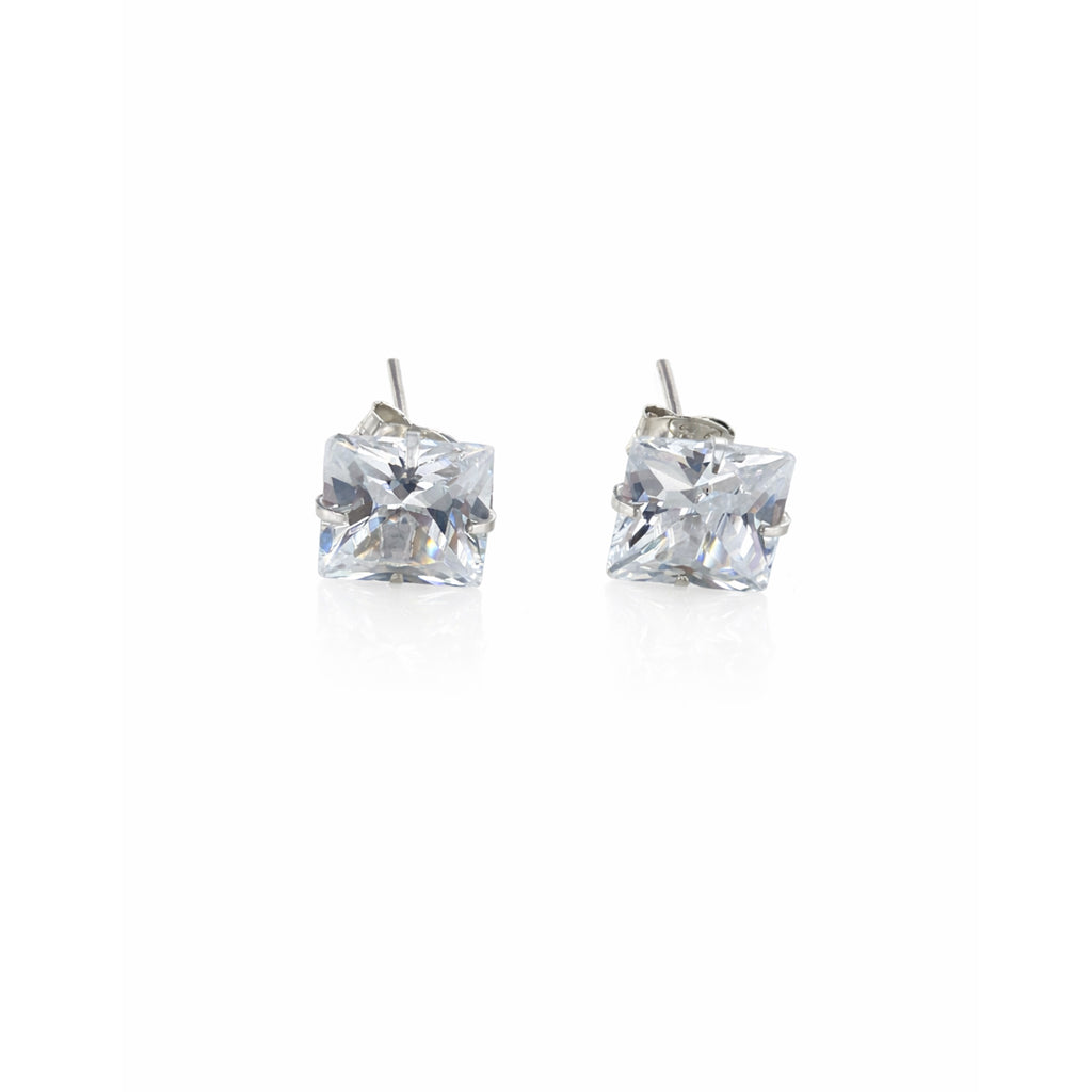 Pendientes Circonita Cuadrada 8x8mm Plata 925 – Joyas 24/7 | Joyas para el día a día