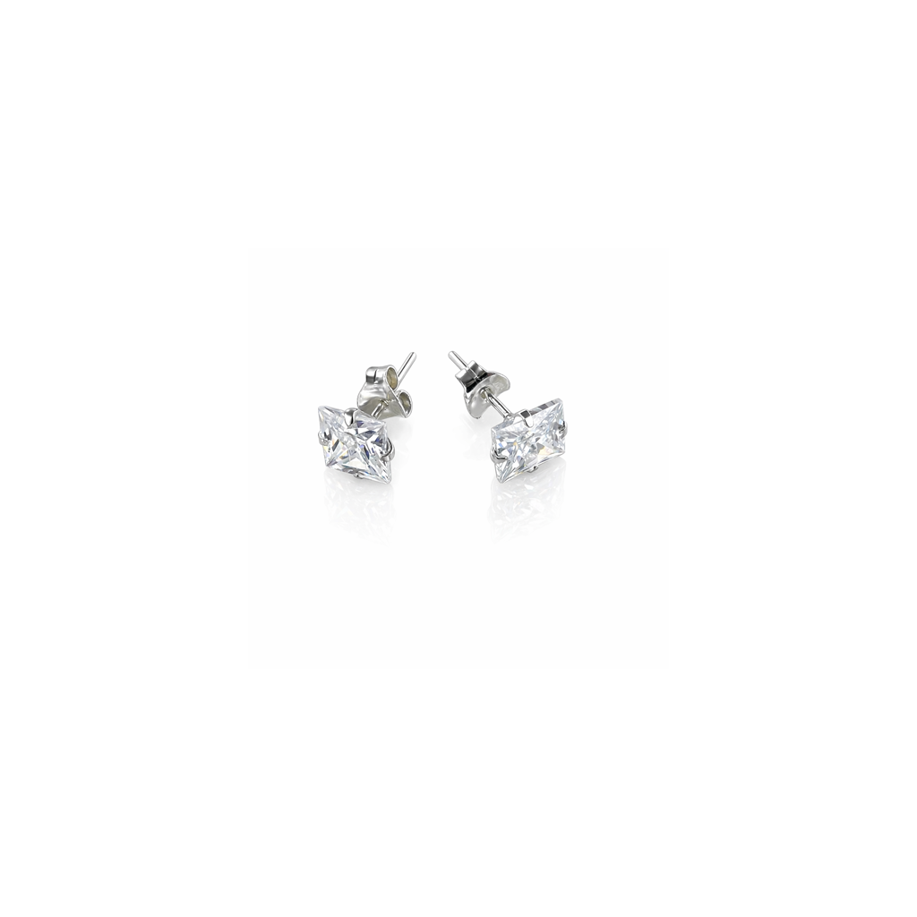 Pendientes Circonita Cuadrada 7x7mm Plata 925 – Joyas 24/7 | Joyas para el día a día